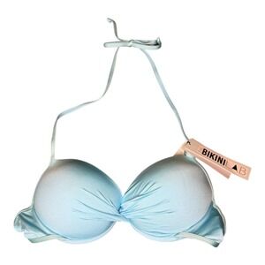Bikini Lab Push Up Swim Top Light Blue Halter Bikini Top Size Medium NWT